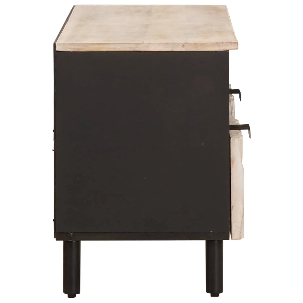 Mobile TV rettangolare moderno con cassetti e ripiani 100 x 33 x 46 cm in legno massello di mango bianco 02_0057770
