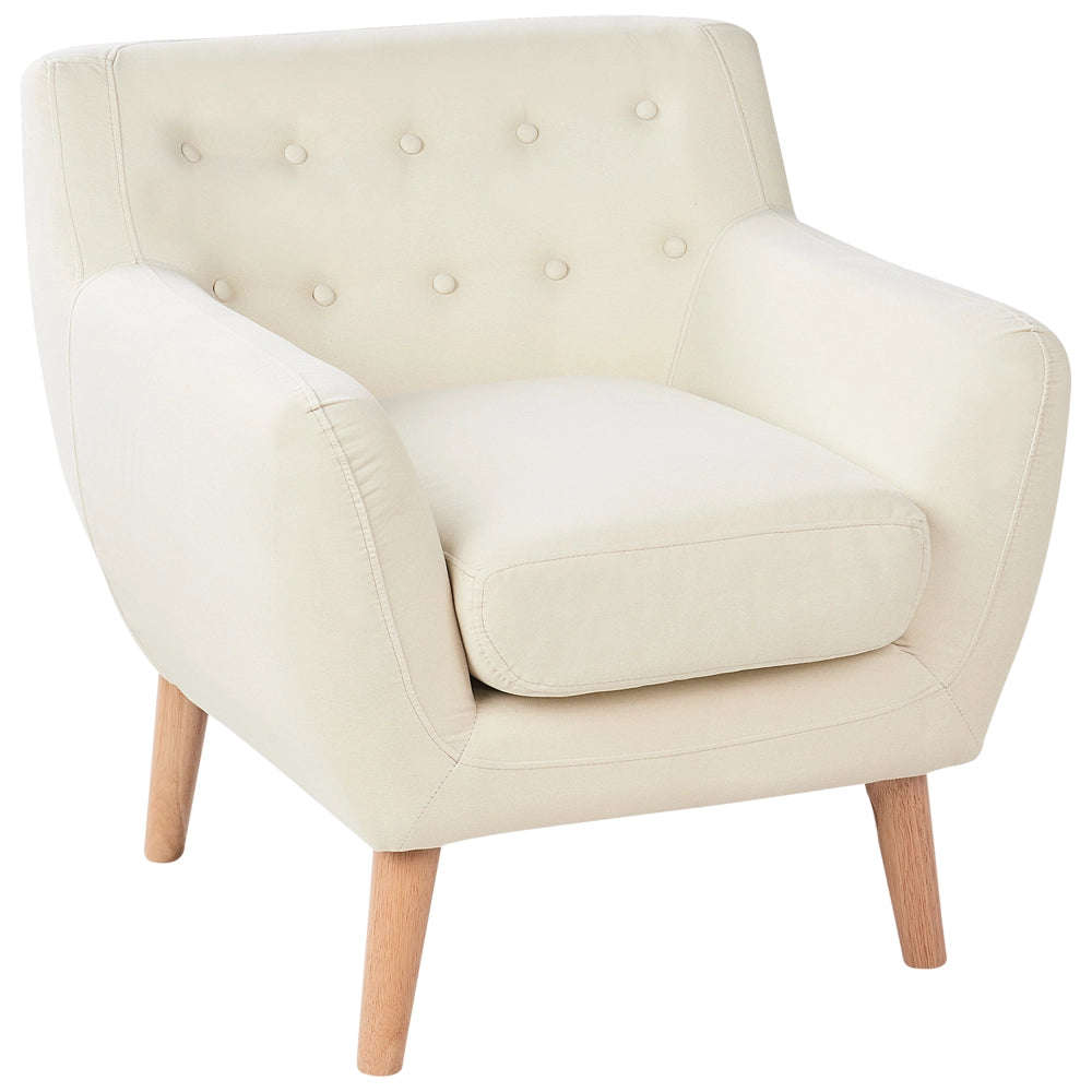 Poltrona da salotto in tessuto imbottito beige chiaro Schienale imbottito per soggiorno