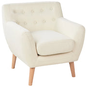 Poltrona da salotto in tessuto imbottito beige chiaro Schienale imbottito per soggiorno