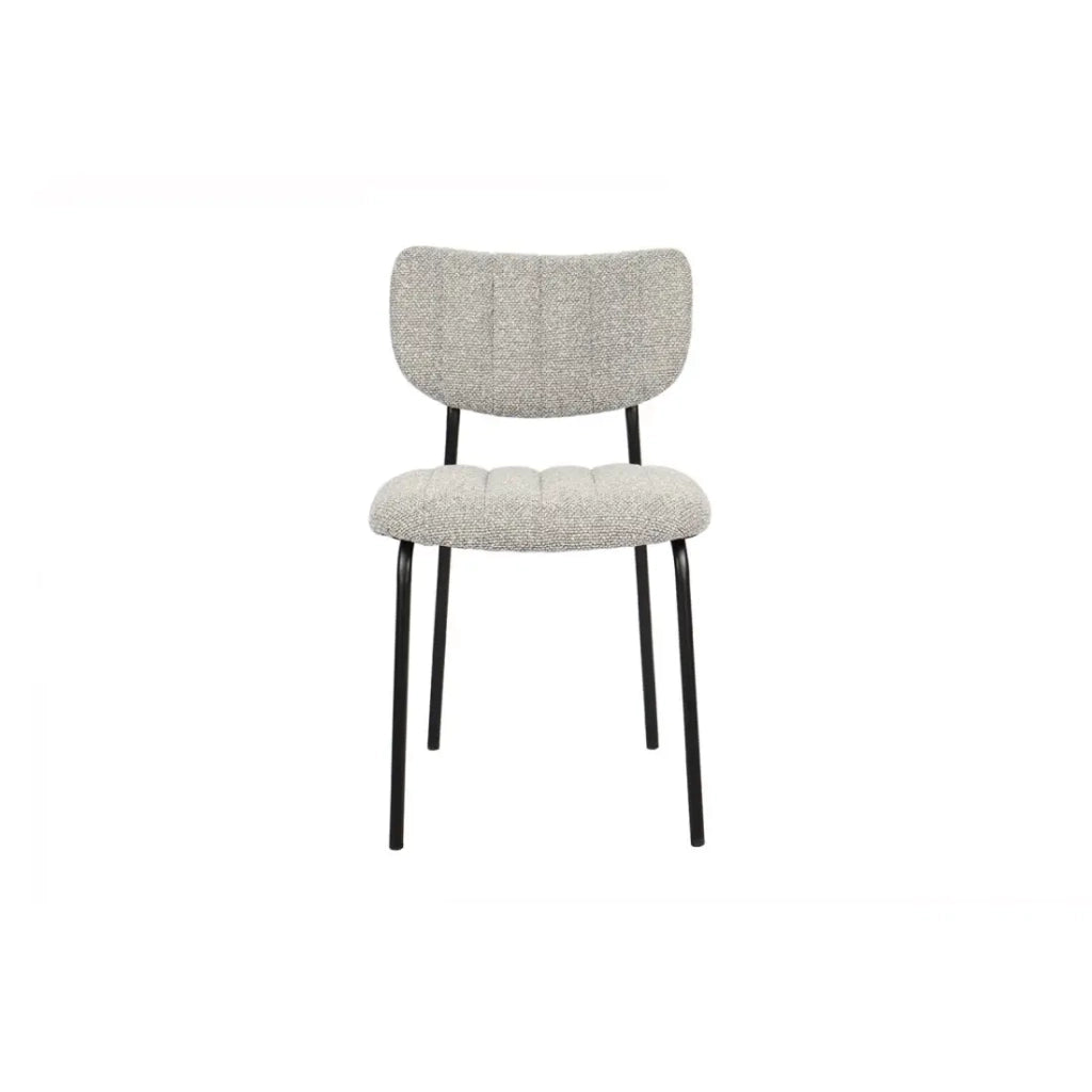 Set di 2 sedie NORAYA – Tessuto grigio chiaro – Gambe in metallo – Design compatto – Eleganza moderna e minimalista