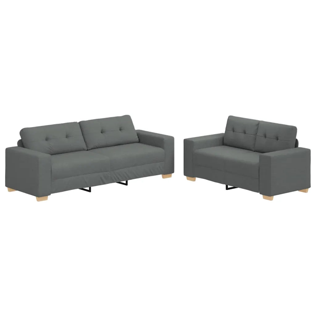 Set divano a 2 pz con Cuscini Tessuto Grigio Scuro 3324711