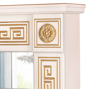 Camino Decorativo da Pavimento 102x110x30 cm con Specchio  Versailles Gold Plus Avorio