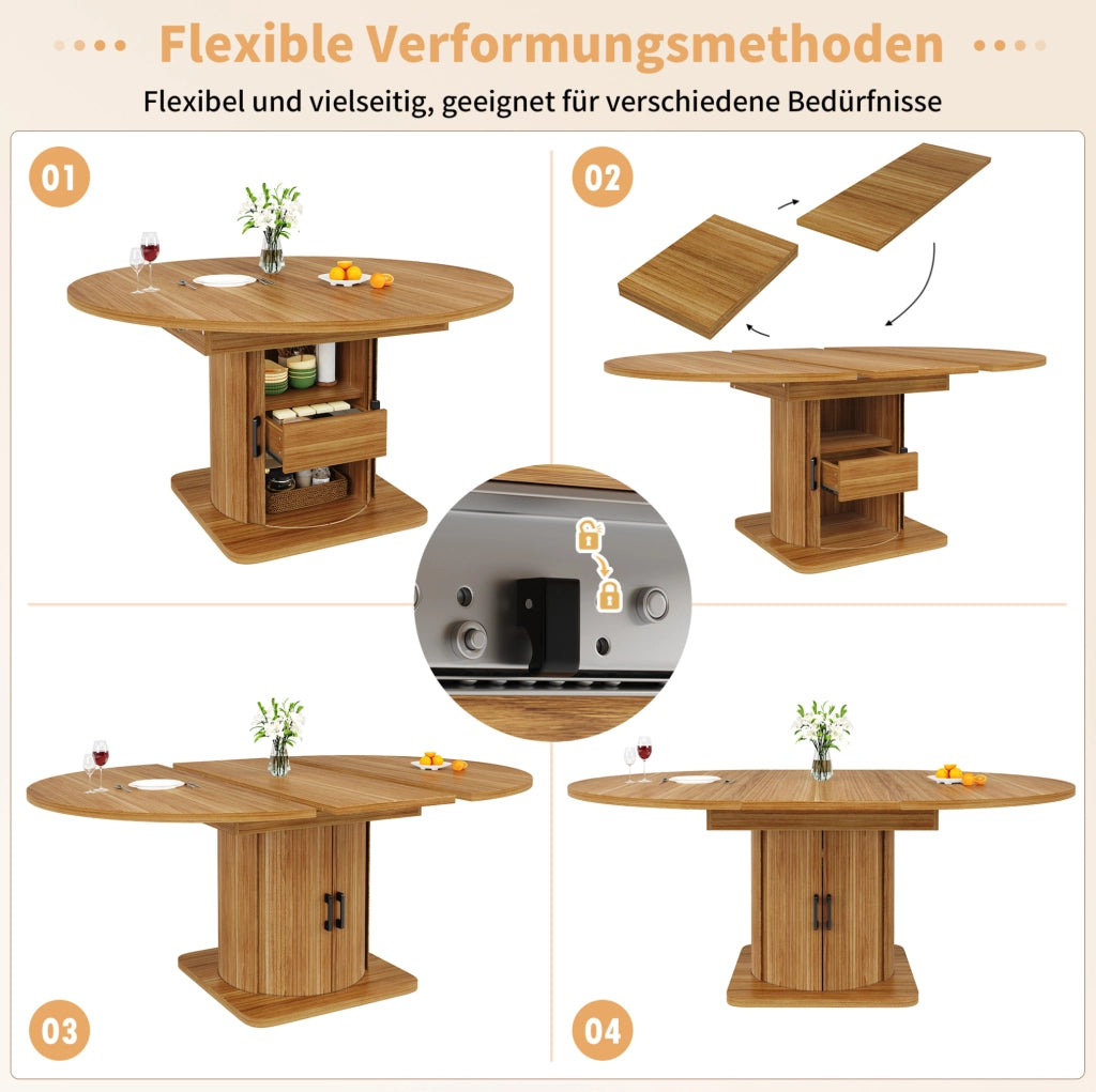 Tavolo estensibile multifunzione in MDF nero-marrone 118-158 cm