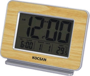 Alarme digitale con display temperatura e funzione snooze - Design in legno per camera da letto e ufficio