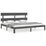 Letto matrimoniale | Letto per adulti | Giroletto con Testiera Grigio 200x200 cm in Legno Massello