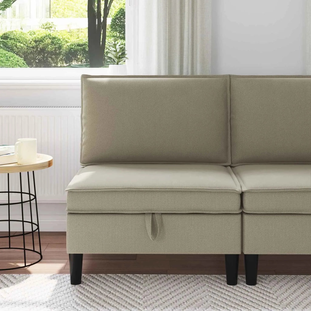 Divano Medio con Storage Sabbia Velluto