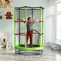 Tappeto Elastico per Bambini 3-6 Anni Ø140x190 cm con Rete di Protezione Verde e Nero