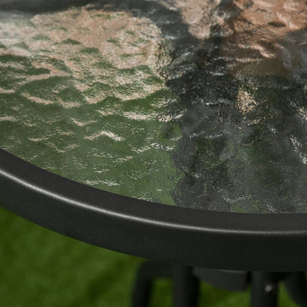 EasyComfort Set da Giardino 3 Pezzi in Acciaio con 2 Sedie Pieghevoli in Tessuto Traspirante e Tavolo Rotondo