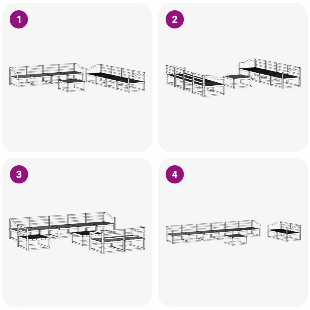 Set di divani da esterno 9 pcs Naturale
