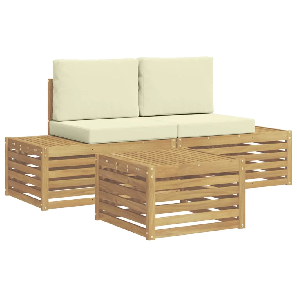 Set di divani da esterno Bianco 59 x 59 x 37 cm Poliestere