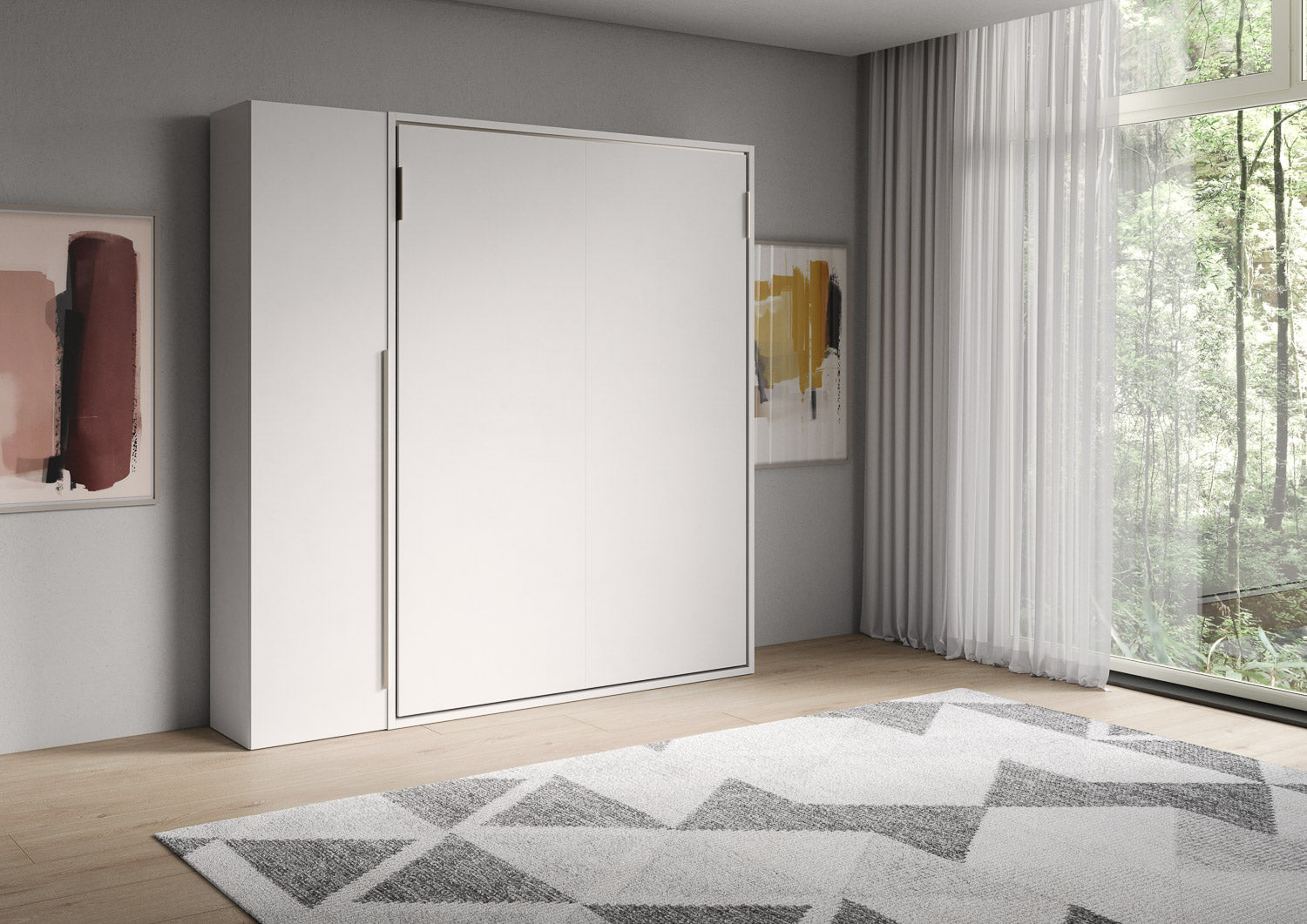 Letto Matrimoniale Francese A Scomparsa 140 Versia Con Armadio 1 Anta Sx Bianco