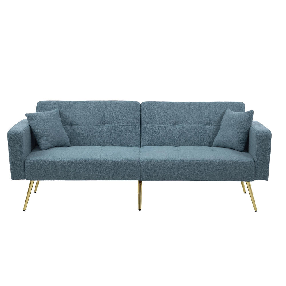 Divano letto angolare regolabile - Xylo - Piedi dorati con cuscini e tasche laterali