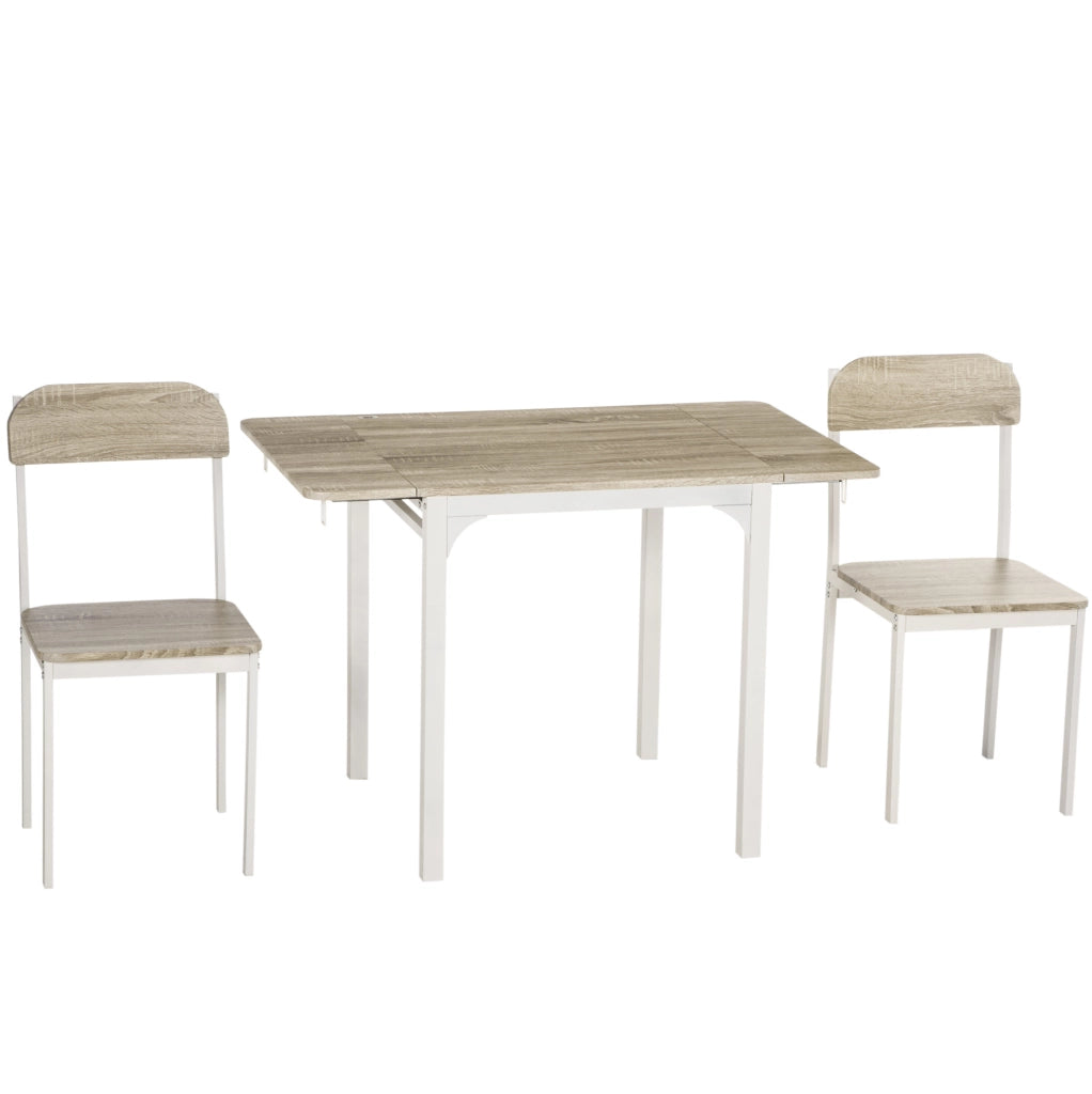 Set da pranzo 3 posti con tavolo pieghevole in MDF naturale