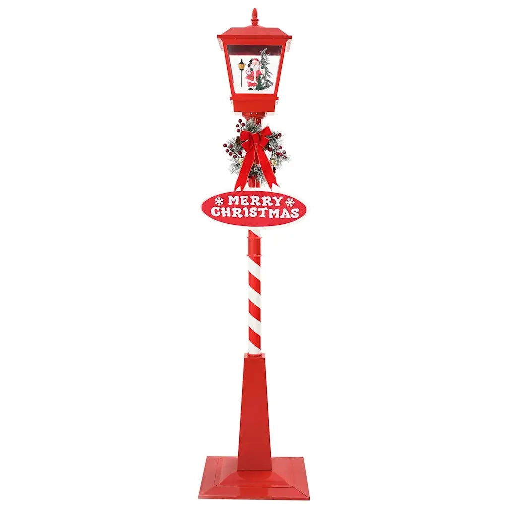 Lampada Stradale di Natale con Lanterna Rosso 40,5x40,5x180cm