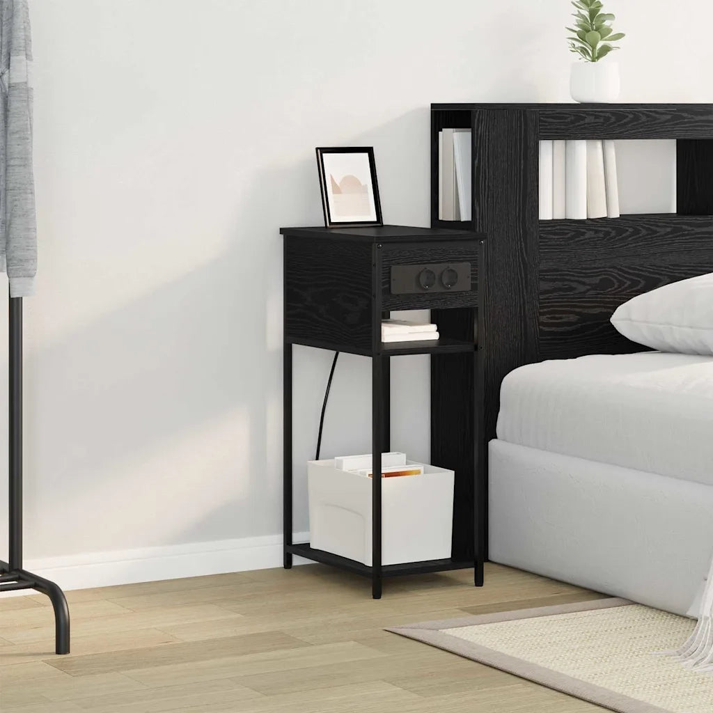 vidaXL Armadio da Notte Rovere nero 28.1 x 40.9 x 75 cm