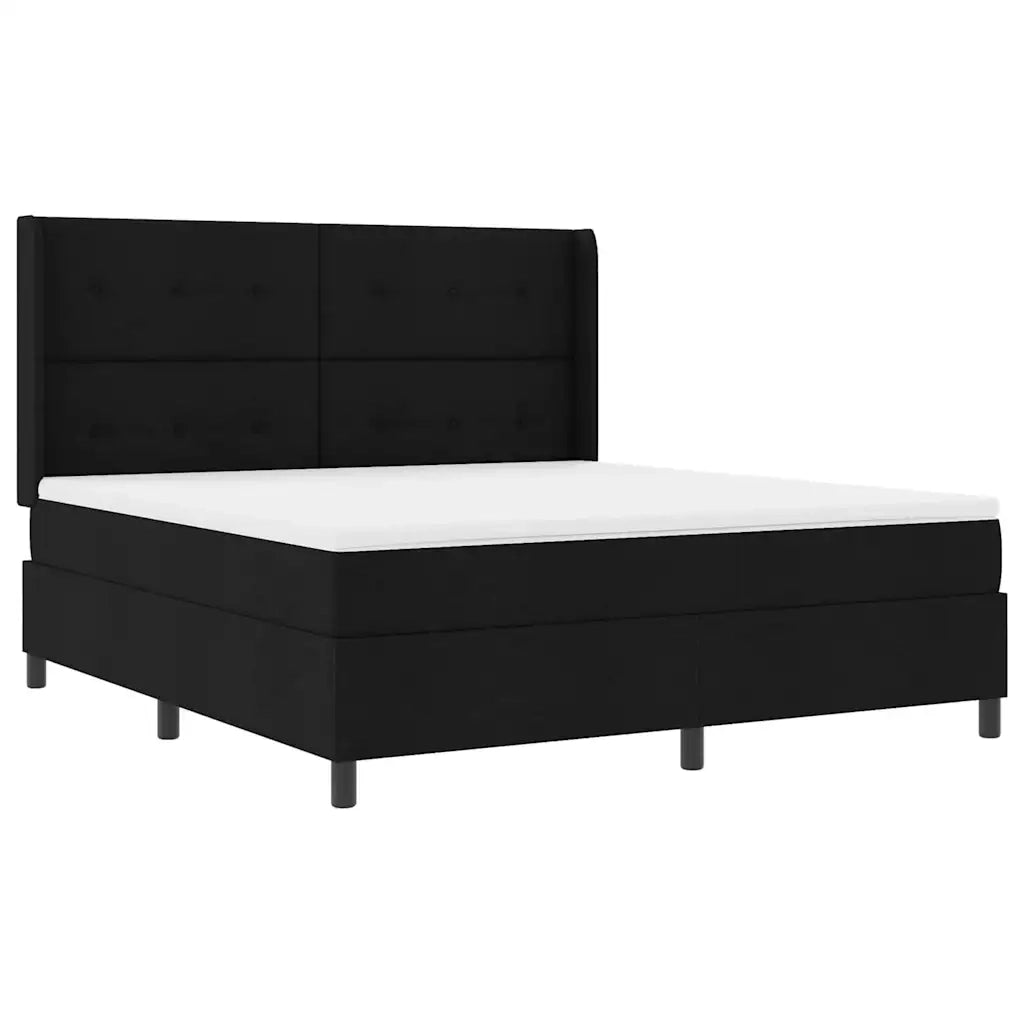 Letto a Sorgente LED con materasso Nero 180 x 200 cm Tessuto