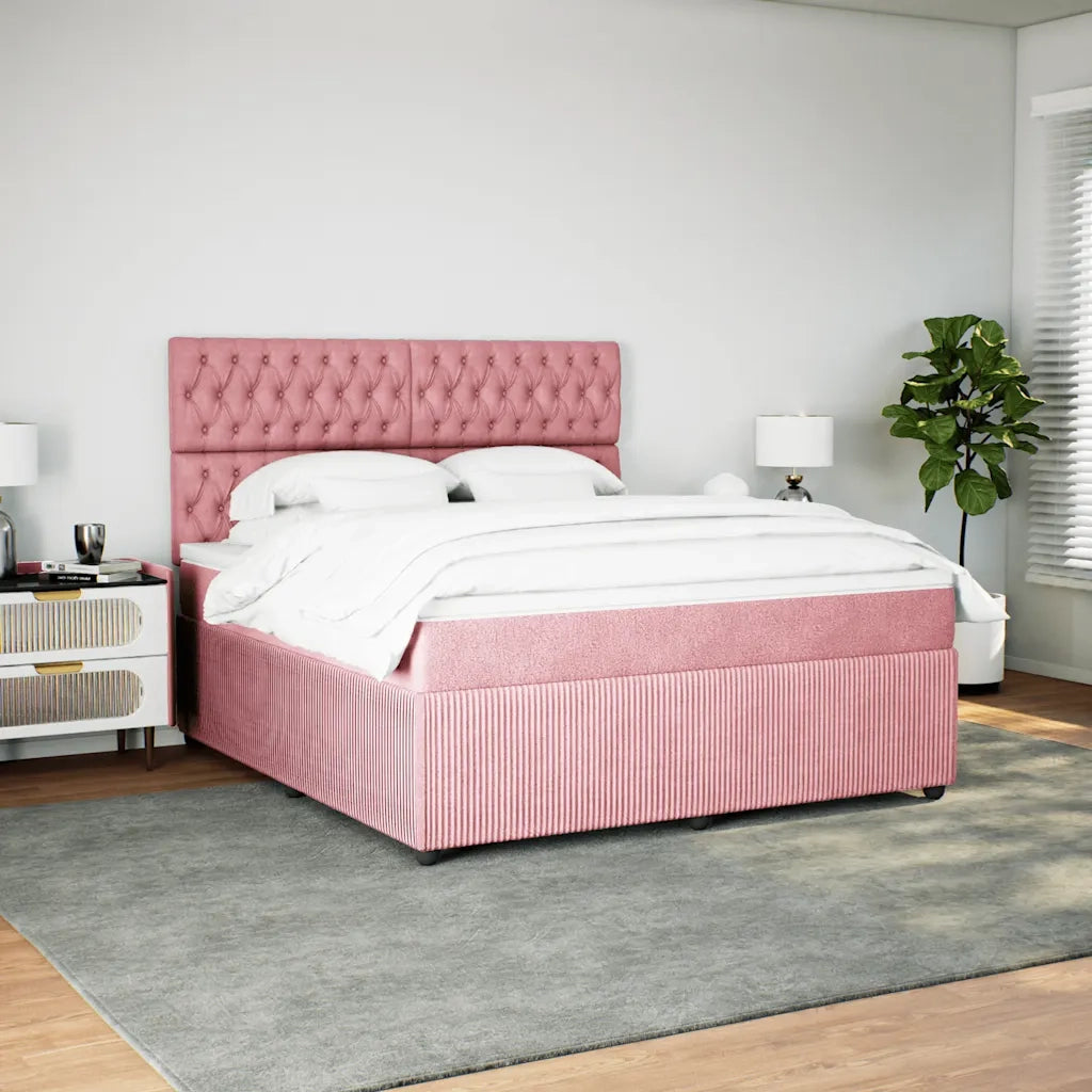 Giroletto a Molle con Materasso Rosa 180x200 cm in Velluto 3294717