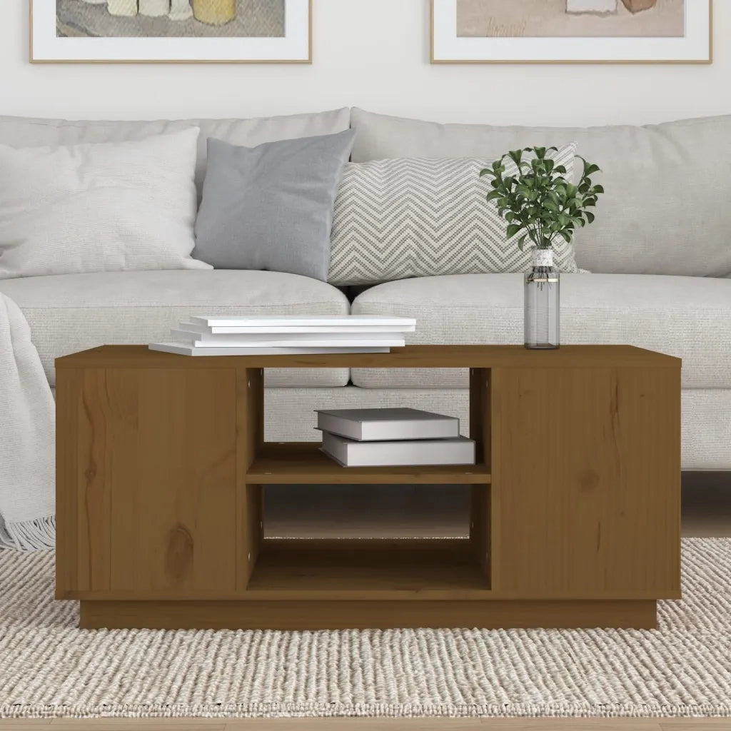 Tavolino da Salotto Miele 90x49x40,5 cm Legno Massello di Pino