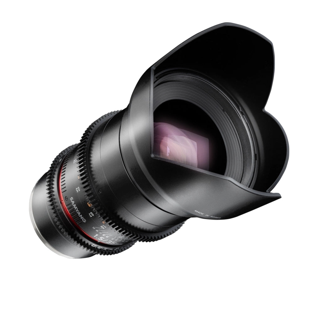 SAMYANG Obiettivo Video DSLR II Sony E 35 mm / T1.5 Messa a fuoco manuale Obiettivo video 0.8, grandangolo nero