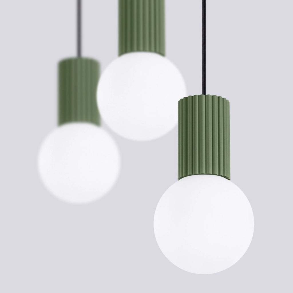 Lampada a sospensione HALO 3L verde oliva