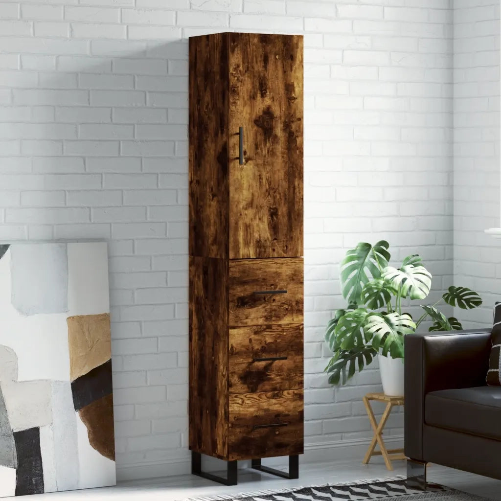 Credenza-Buffet-Armadio da cucina Rovere Fumo 34,5x34x180 cm in Legno Multistrato 261686