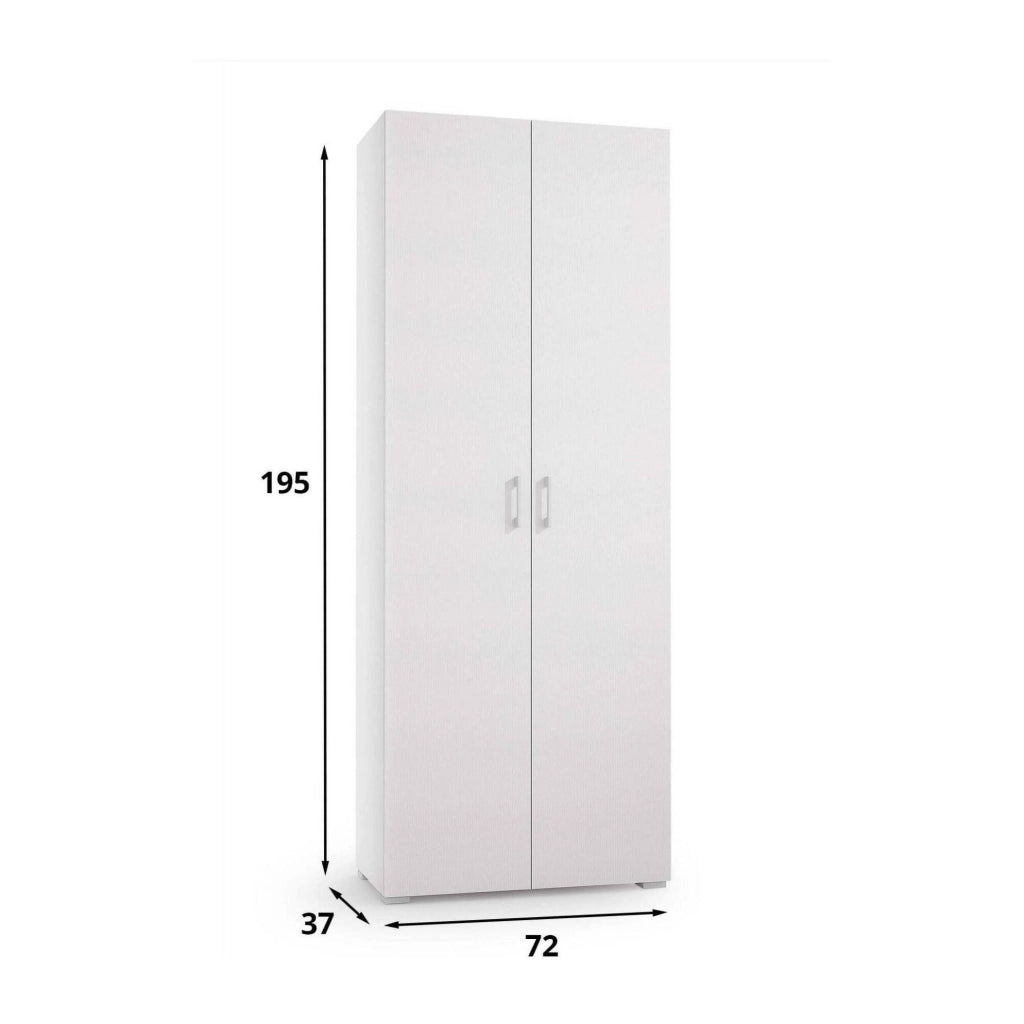 Angy, Armadio Multiuso 2 Ante 6 Ripiani Made in Italy, 72x195h cm Bianco