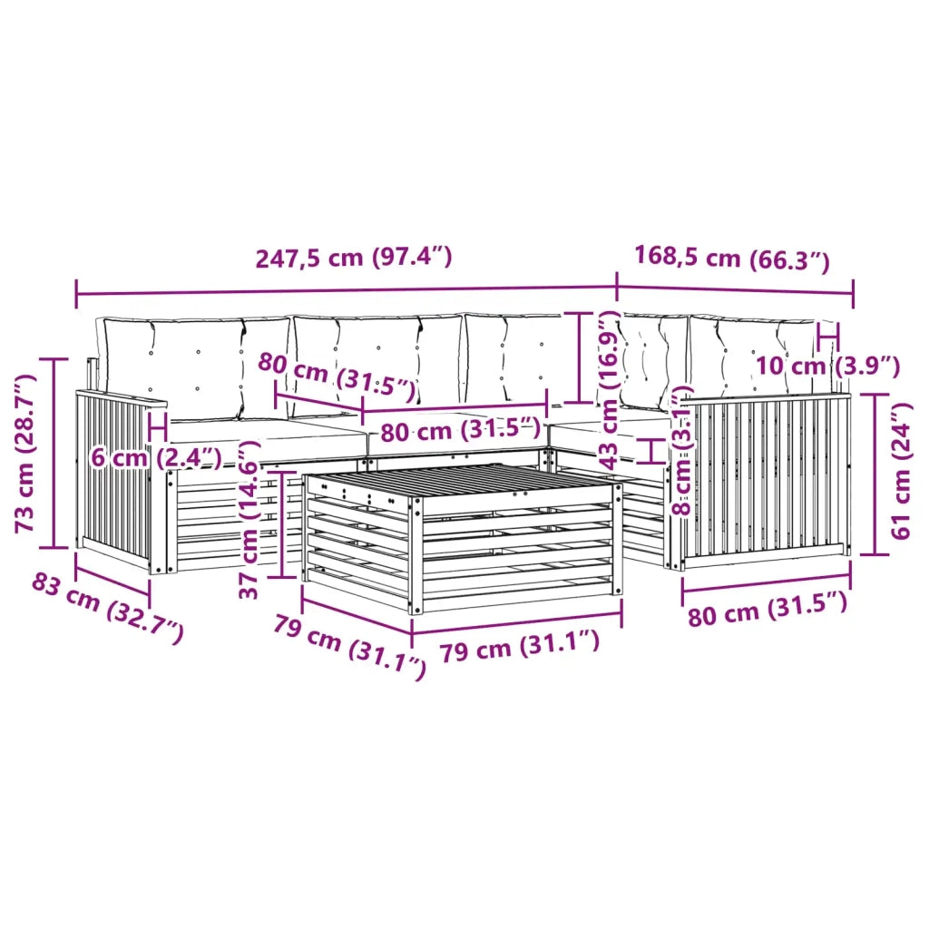 Set di divani da esterno con cuscino 5 pcs Naturale e Crema 3373415
