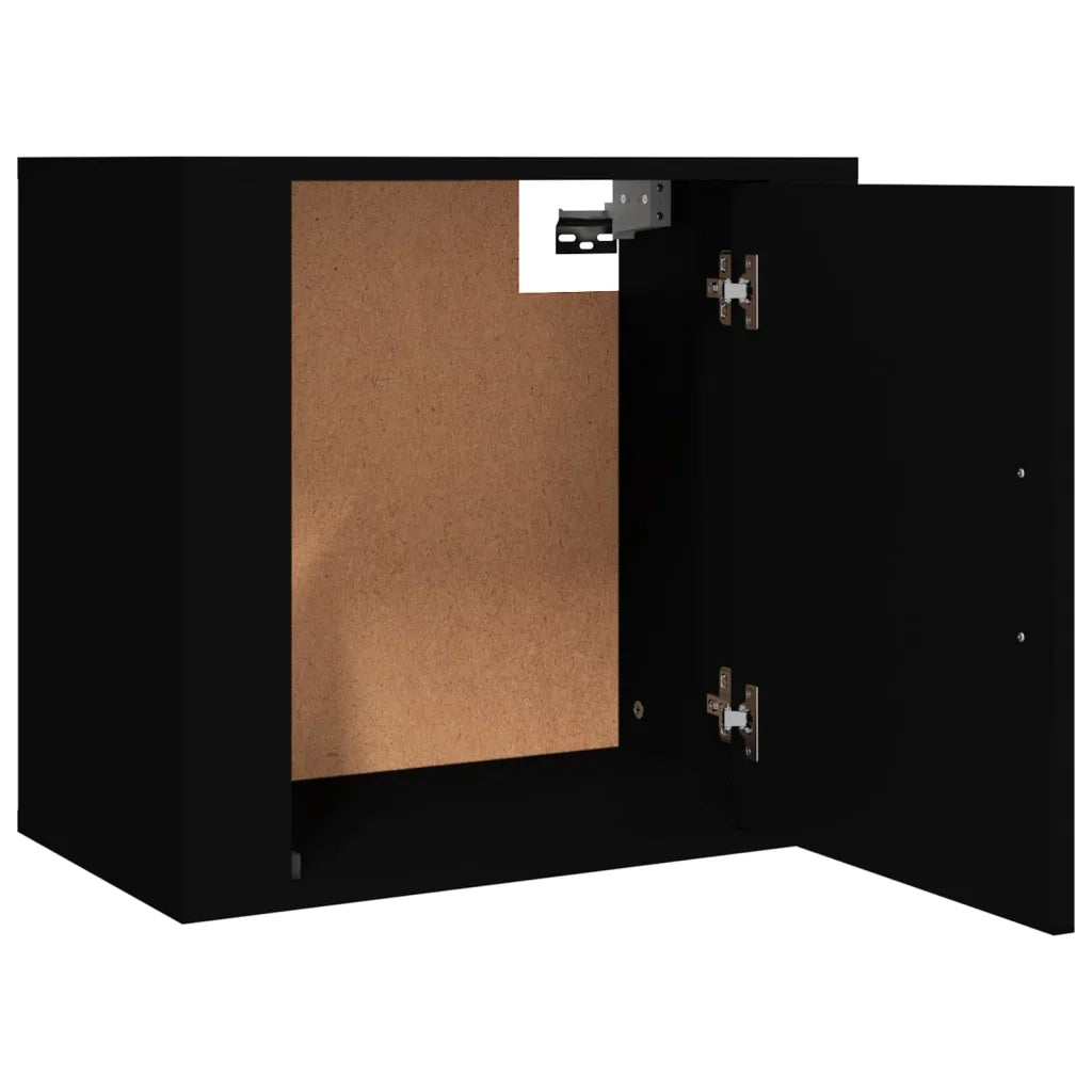 Set di 2 Comodini | Armadio da Notte | Mobiletto da notte a Muro Nero 50x30x47 cm