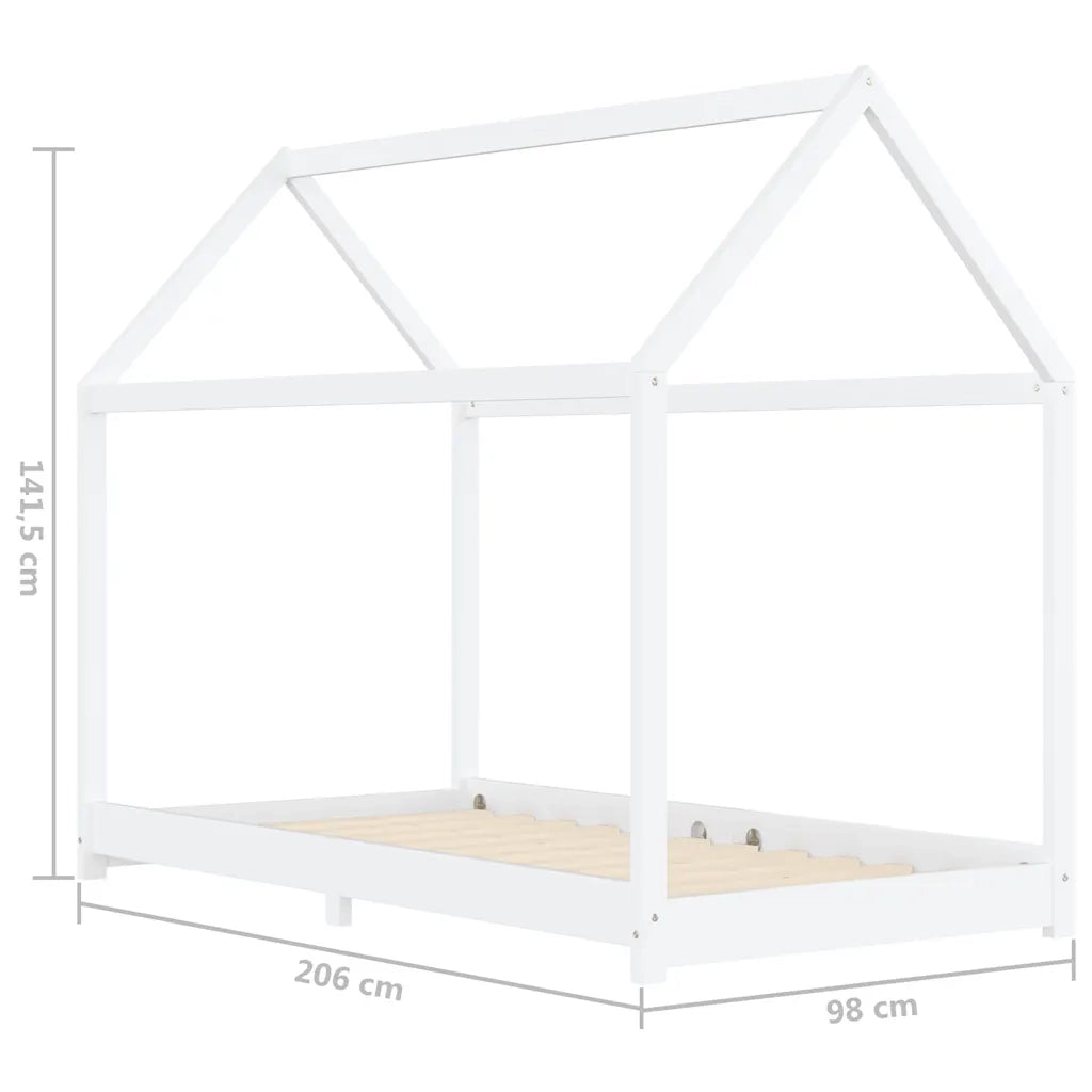 Giroletto per Bambini-Struttura Letto Bambini Bianco in Massello di Pino 90x200 cm 592504