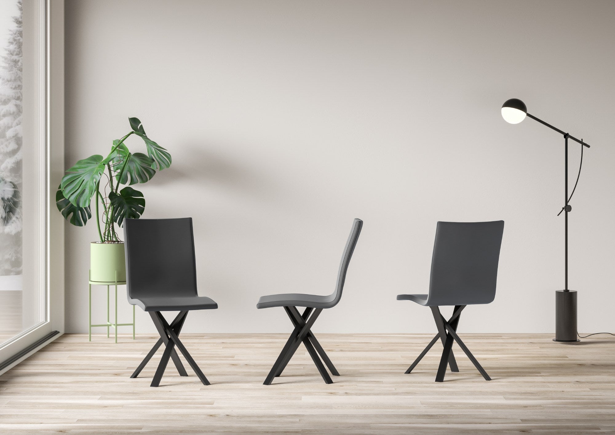 Sedia 40/44x42x86 cm Aury gambe Antracite in Similpelle Grigio