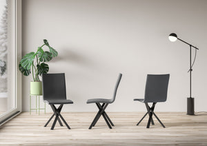 Sedia 40/44x42x86 cm Aury gambe Antracite in Similpelle Grigio