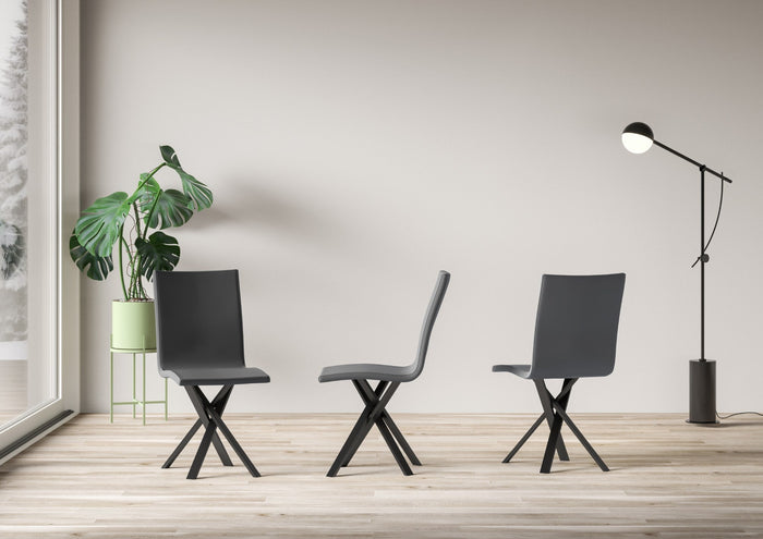 Sedia 40/44x42x86 cm Aury gambe Antracite in Similpelle Grigio