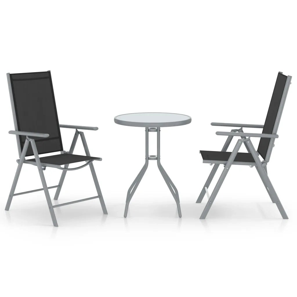 Set da Bistrot 3 pz in Alluminio e Textilene Argento cod mxl 36895