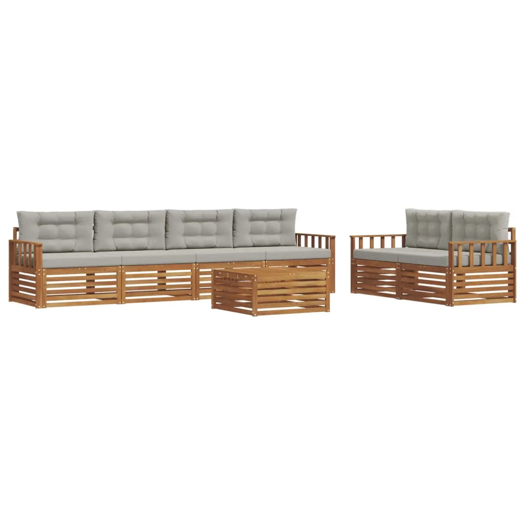 Set di divani da esterno 7 pcs Grigio Naturale e Chiaro 3373051