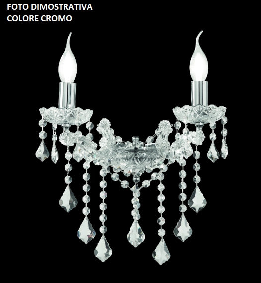 APPLIQUE DAMASCO 3 LUCI CRISTALLO E CROMO ATTACCO E14