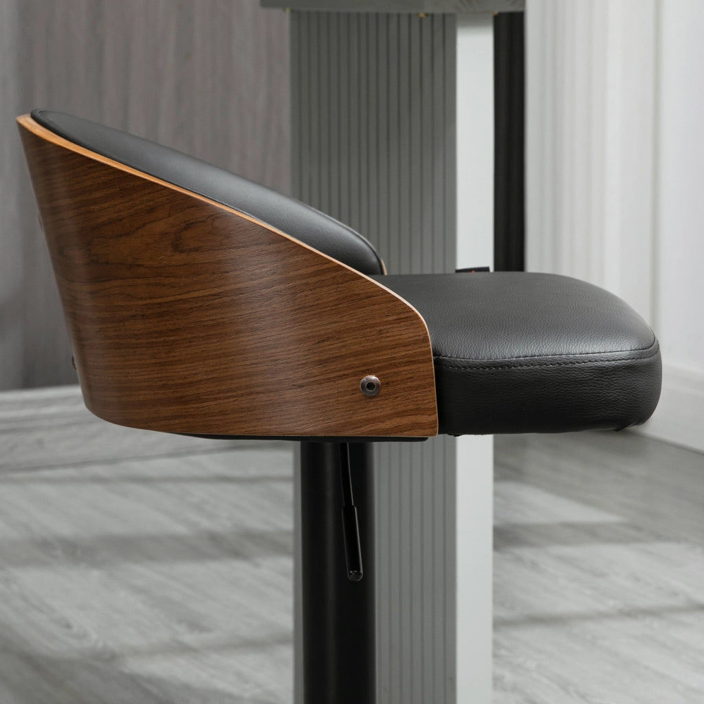 Set di 2 sgabelli da bar ¨C zephmum ¨C nero e marrone, in metallo e legno massello, regolabili in altezza, 360¡ã girevoli