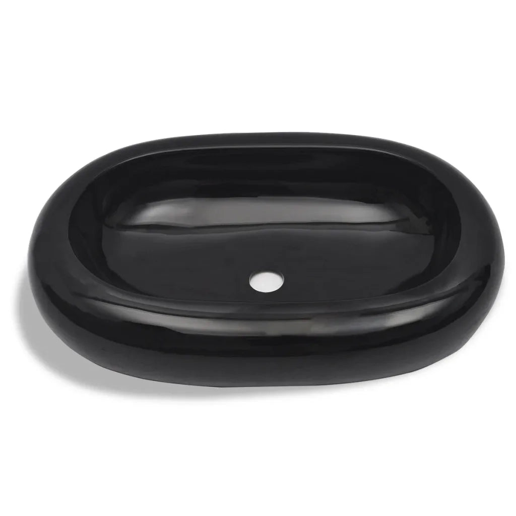 Lavandino da bagno in ceramica ovale nero 141920