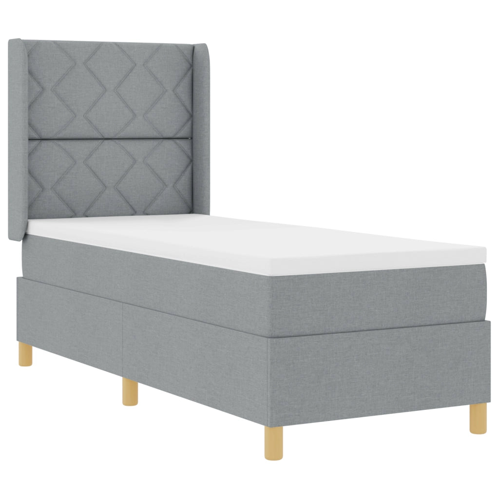 Letto con Rete A Molla e Materasso & Luce LED Grigio Chiaro 80x200 cm Tessuto