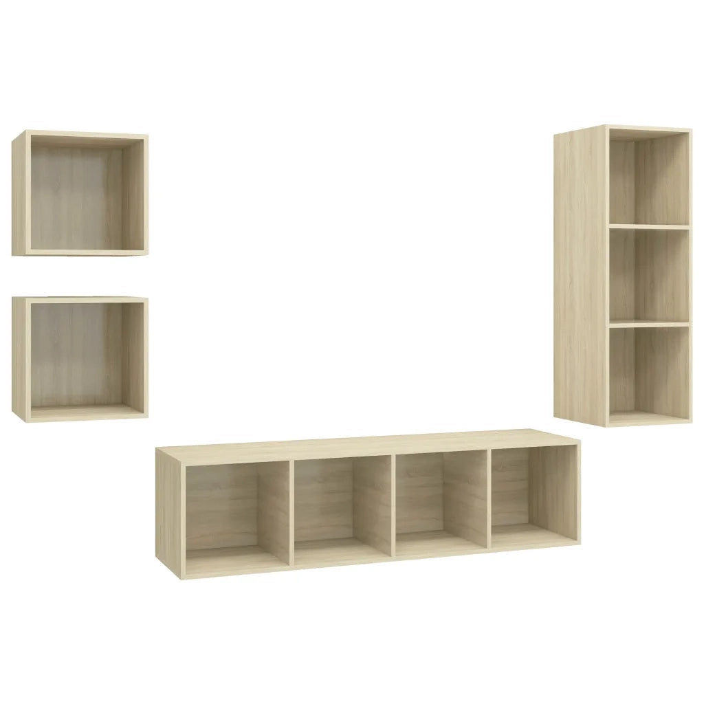 Set Porta TV 4 pz Rovere Sonoma in Truciolato 3079775
