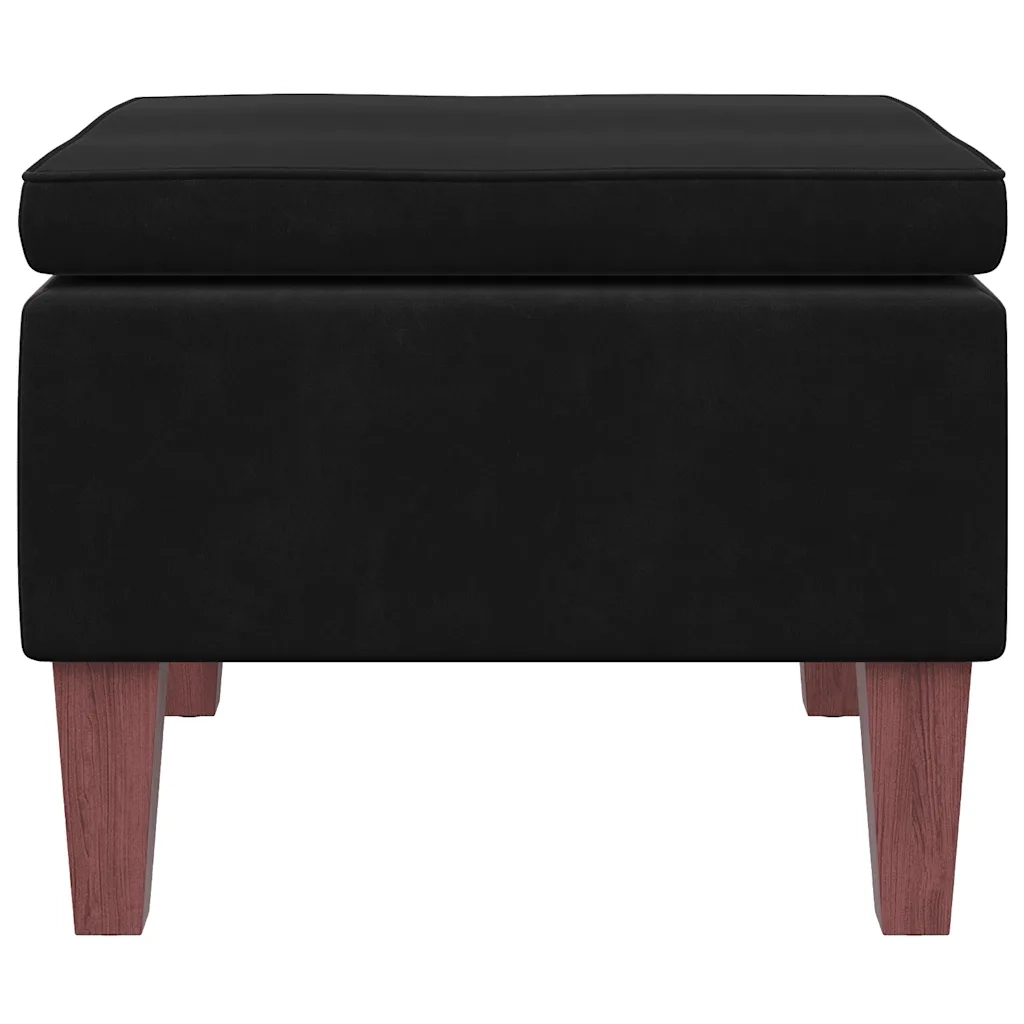 Poggiapiedi con Gambe in Legno Nero in Velluto 329463