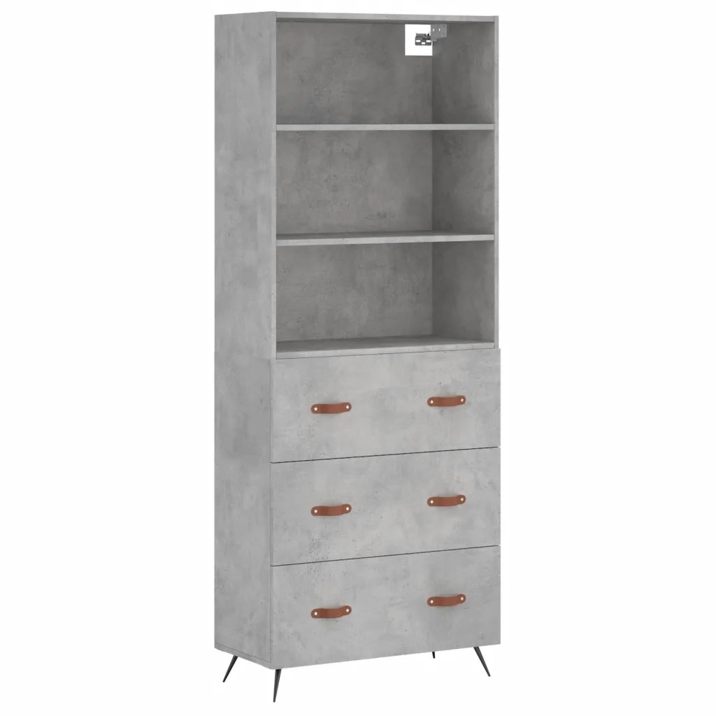 Credenza-Buffet-Armadio da cucina Grigio Cemento 69,5x34x180 cm in Legno Multistrato 774576