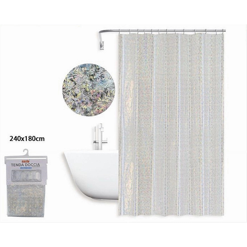 Trade Shop - Tenda Per Doccia Vasca Da Bagno Astratto Riflessi Con 12 Ganci 240 X 180cm 87188 -