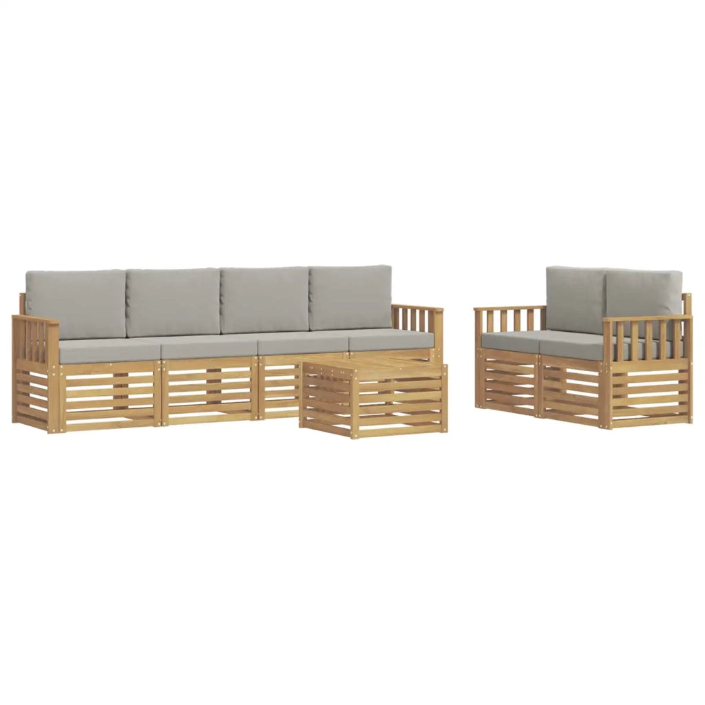Set di divani da esterno 7 pcs Bianco e Grigio Chiaro