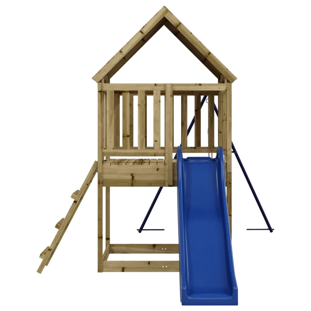 Area giochi all'aperto con altalene scivolo e robuste strutture per arrampicarsi  giochi da giardino 494 x 235 x 228 cm legno di pino impregnato 02_0004735