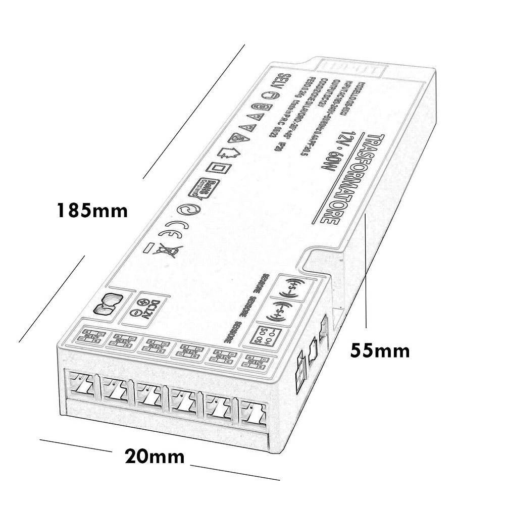 Trade Shop - Alimentatore Slim 60w Trasformatore Corrente 12v Strisce Luci Led Sensori Qs-60w -