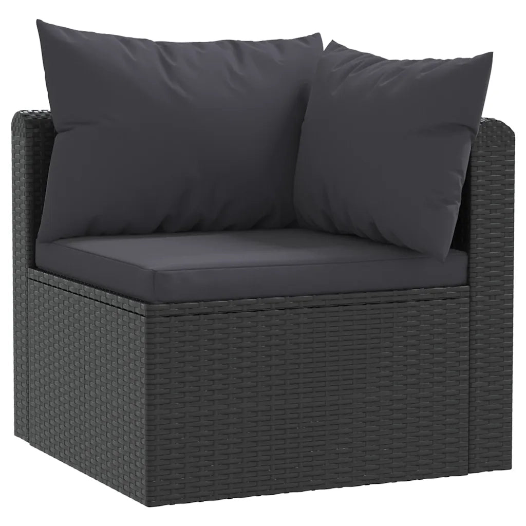 Set Divani da Giardino 4 pz con Cuscini in Polyrattan Nero 46558