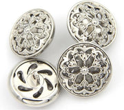 Decine di pezzi di set di chiusura a forma di fiore metallico a forma di anello - bottoni a forma di anello rotondi per abbigliamento, artigianato e accessori (argento, 20mm)