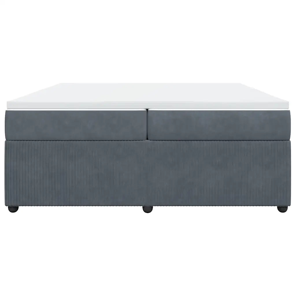 Giroletto a Molle con Materasso Grigio Scuro 200x200 cm Velluto
