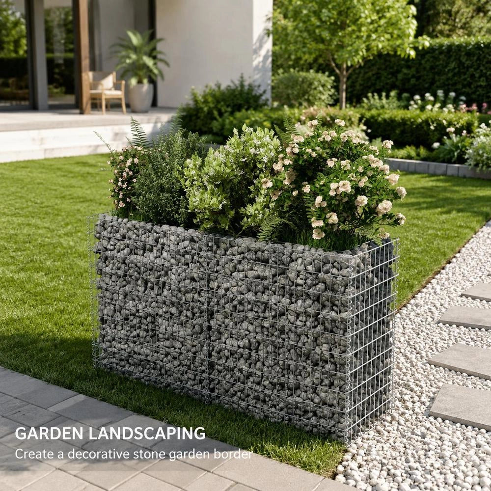 Gabion Raised Bed, Galvanized Steel, 180x50x100 Cm