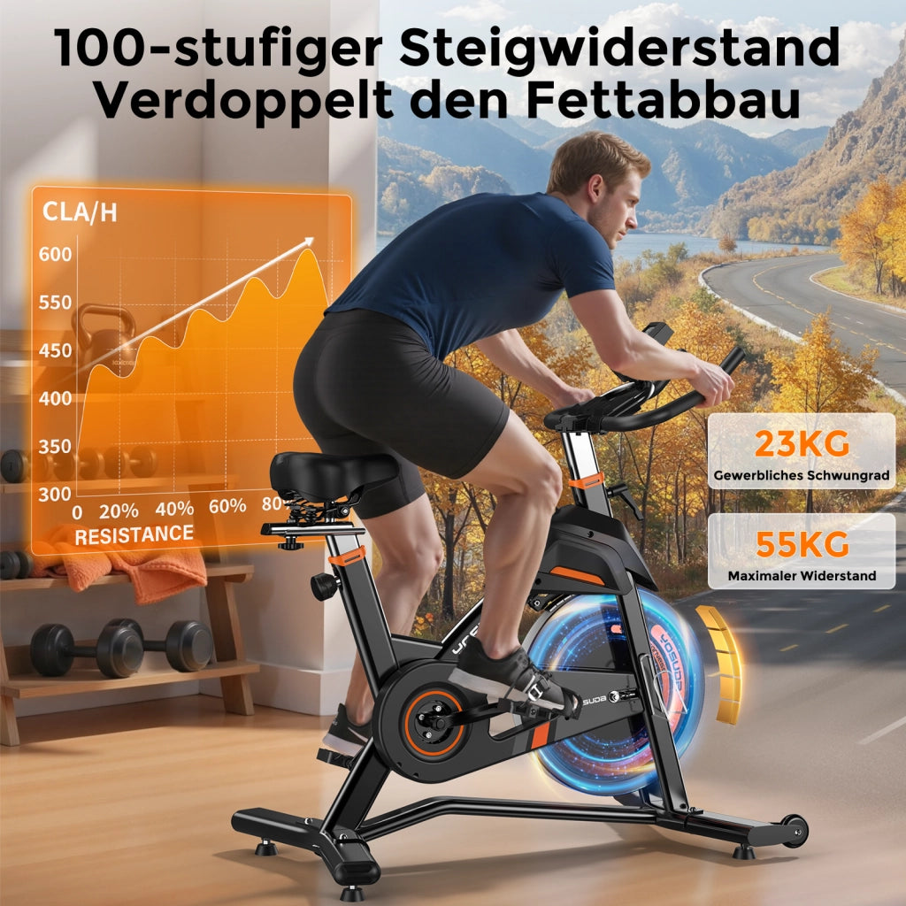 Bicicletta da spinning YOSUDA con resistenza magnetica ¨C zephmum ¨C Monitor LCD e supporto tablet